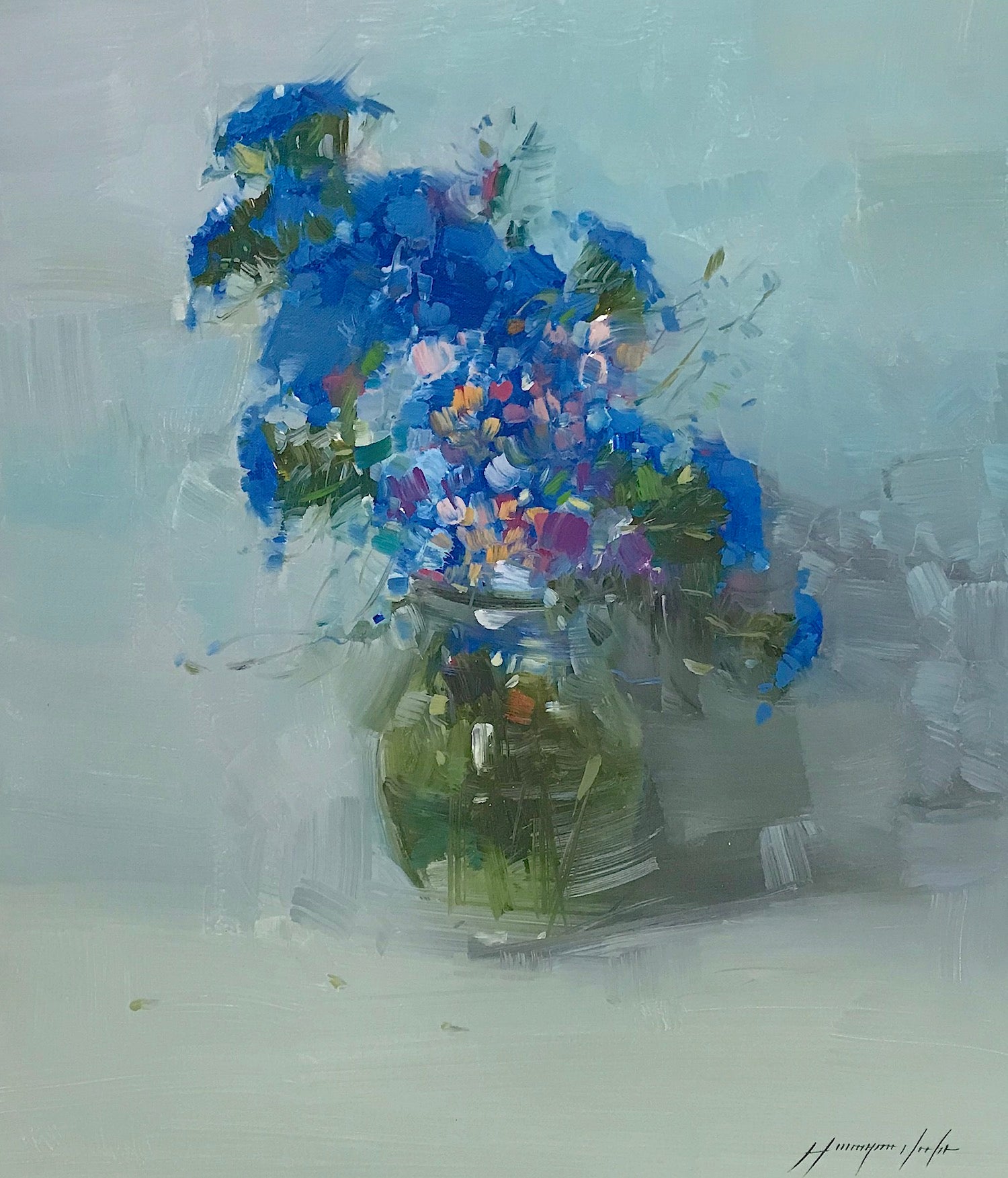 Vase of blue Flowers